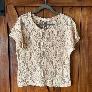 Beautiful lace overlay-size small-nude/peach colored